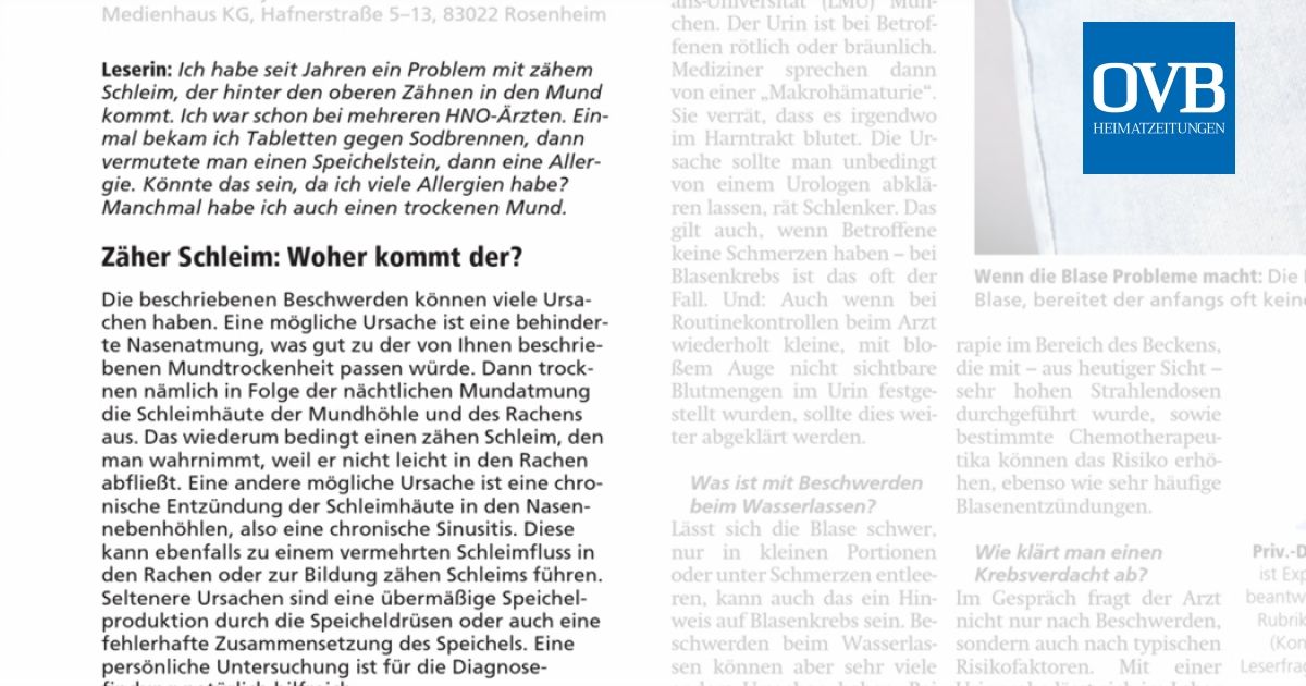 Zäher Schleim: Woher kommt der? - OVB Heimatzeitungen