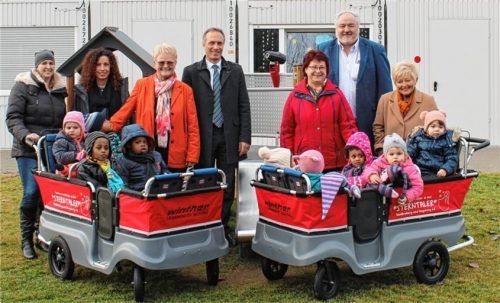 Besonders stolz ist der Bürgermeister auf die erste eigene städtische Kindertageseinrichtung. Die Übergangslösung in Containern wird schon 2019 Geschichte sein. Dann steht – nach einem Umbau – ein entsprechendes Gebäude zur Verfügung.Foto  fis