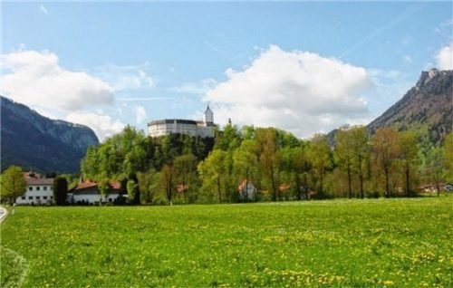 Auf dieser grünen Wiese unterhalb des Schlosses Hohenaschau wäre Platz für eine Hotelanlage.Foto Rehberg