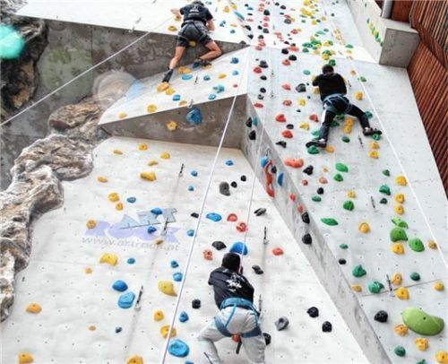 Konzentration ist alles: Die Jugendlichen an der Wand in der Kletterhalle.
