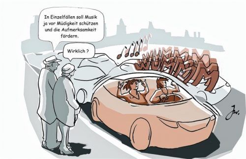 Sie entspannt, hebt die Stimmung und hält im Zweifel sogar wach, plädieren die einen. Andere wiederum warnen davor, dass durch die Musikberieselung die Fahrsicherheit beeinträchtigt werden könne. Führt der Weg also wirklich in die Hölle, wenn aus den Autolautsprechern „Highway to hell“ dröhnt, dass daran die Umgebung noch weiträumig teilhaben kann?