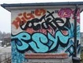Graffiti an der Kraftwerksanlage