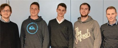 Das Team „Foodanage“: Andreas Wagner, Dominik Schüder, Andreas Rauch, Markus Hauser und Alexander Martin (von links)wenden sich gegen die Wegwerfkultur. Foto Heise