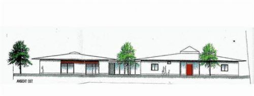 Der Anbau der Kinderkrippe in der Skizze.