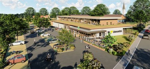 „So ökologisch wie möglich“ will der Investor in Riedering bauen, wie in der Animation in Teilen schon zu sehen ist. GRAFIK: Edeka