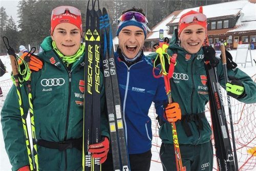 Starke Leistungen beim Continentalcup in Slowenien: Florian Knopf, Jonas Schröter und Anian Sossau (von links).Foto Nitsch