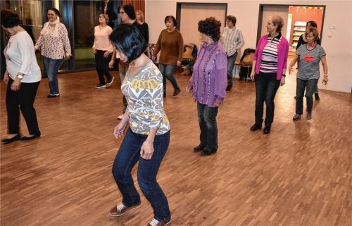 Auf Schritt und Tritt im Einklang: die Line-Dance-Gruppe mit Leiterin Sonja Schwarzenböck (hinten links). Foto  Schlecker