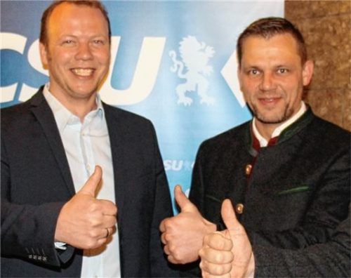 CSU-Bürgermeisterkandidat Martin Stuffer und Markus Unterseher (rechts). Er ist CSU-Ortsvorsitzender und sitzt gleichzeitig für den Freien Wählerblock im Rohrdorfer Gemeinderat. Darüber empören sich OVB-Leser.Foto re