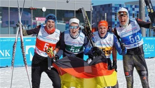 Die starke deutsche Staffel mit Tobias Alraun (FH Rosenheim), Florian Winker (Uni Freiburg), Jakob Lauerer (Uni Würzburg) und Thomas Spötzl (Uni Innsbruck).
