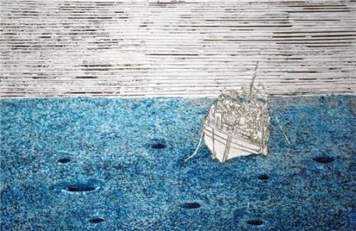 Dreidimensional wirken die Bilder – hier „Schwere See“ – von Heike Jeschonnek. Foto re