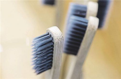 Garantiert ohne Plastik: Die Stiele dieser Zahnbürsten bestehen aus Holz, die Borsten aus Bambus. Foto DPA/Gabbert