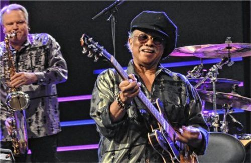 Legende: Earth Wind&Fire-Chef McKay zusammen mit dem überragenden Saxofonisten Ed Wynne.Fotos  Honervogt