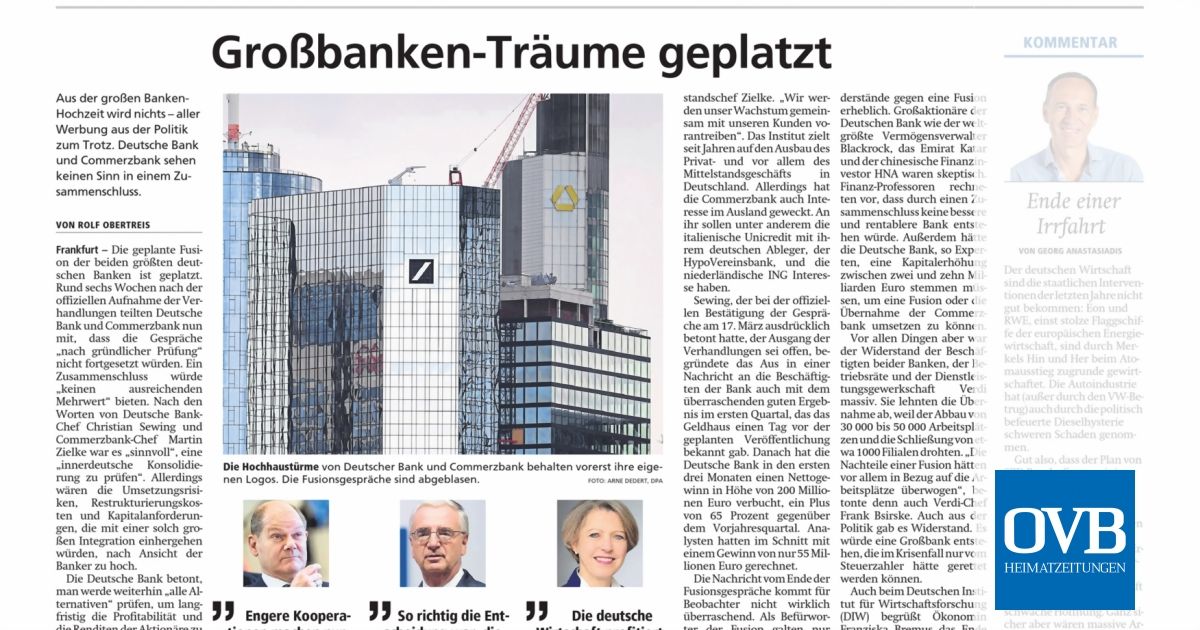 Grossbanken Traume Geplatzt Ovb Heimatzeitungen
