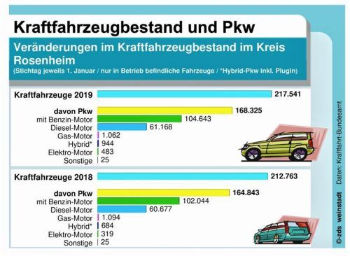 Benziner sind in Rosenheim weit verbreitet, auch wenn der Diesel-Bestand etwas zugenommen hat.zds