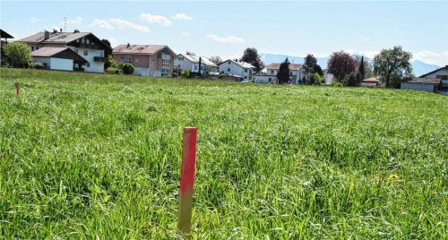 Pflöcke eingezogen: Am Tulpenweg in Schloßberg beginnen die Vorbereitungen für die Bauarbeiten. Foto Schlecker