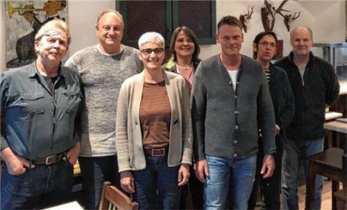 Grüne Chefetage (von links): Klaus Spatzier, Rüdiger Vogt, Corinna Muttray, Landtagsabgeordnete Claudia Köhler, Peter Moritz, Viola Frohwein, Dirk Müller-Paul.Foto re
