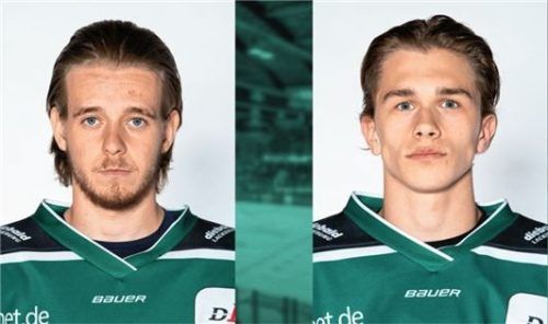 Magnus Enk (links) und Henry Wellhausen aus dem Rosenheimer DNL-Team erhalten Verträge.Foto Starbulls