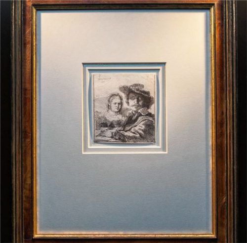 „Selbstbildnis mit Saskia“ ist die einzige Radierung, die Rembrandt mit seiner ersten Frau zeigt. Foto djd/McArthurGlen/Janus van den Eijnden