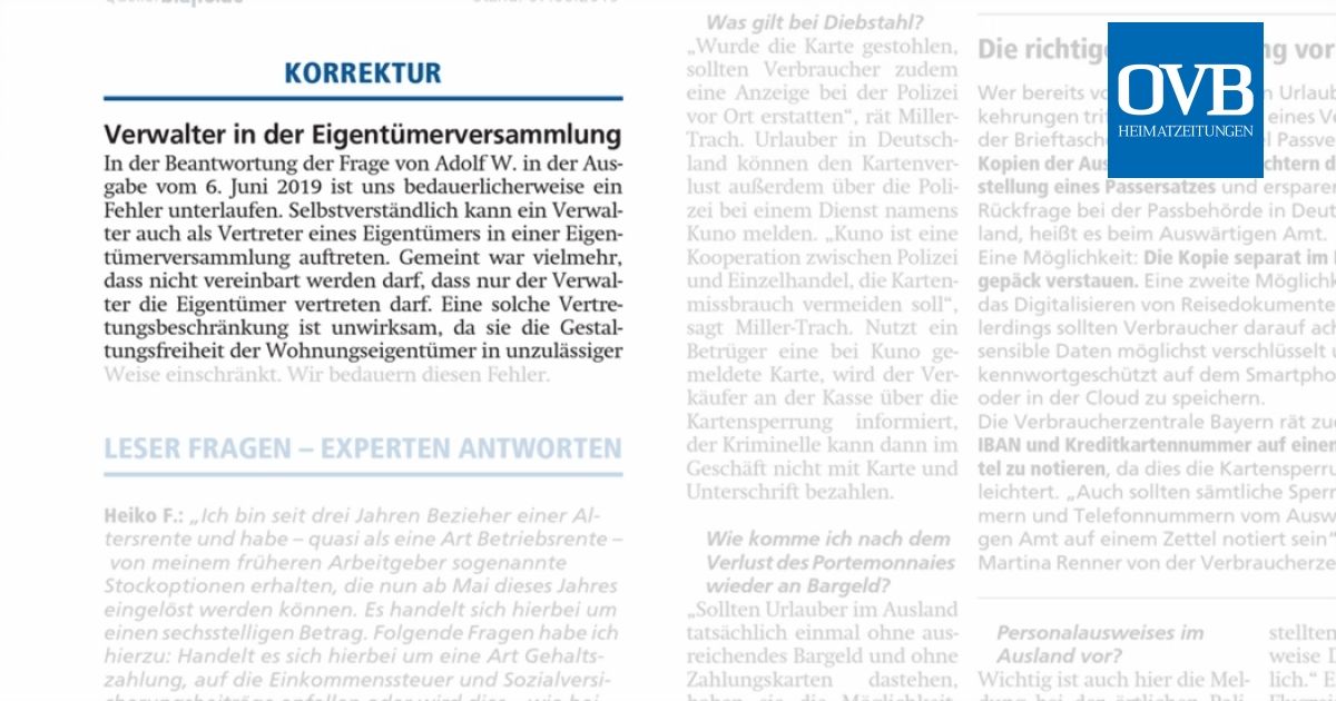 Verwalter in der Eigentümerversammlung - OVB Heimatzeitungen
