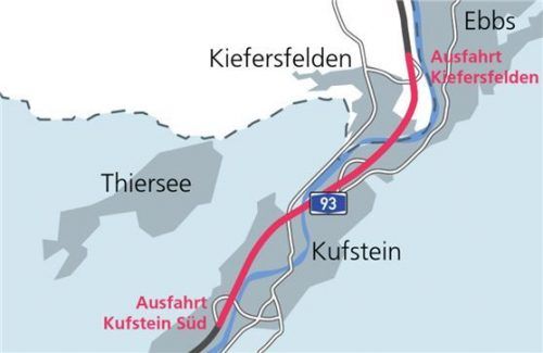 Bald wieder mautfrei zu befahren? Die Inntal-Autobahn zwischen Landesgrenze und Kufstein-Süd.Klinger