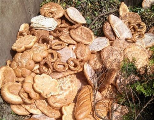 Semmeln, Brot, Gebäck: In einem Container für kompostierbare Stoffe findet Klinger stapelweise Backwaren.