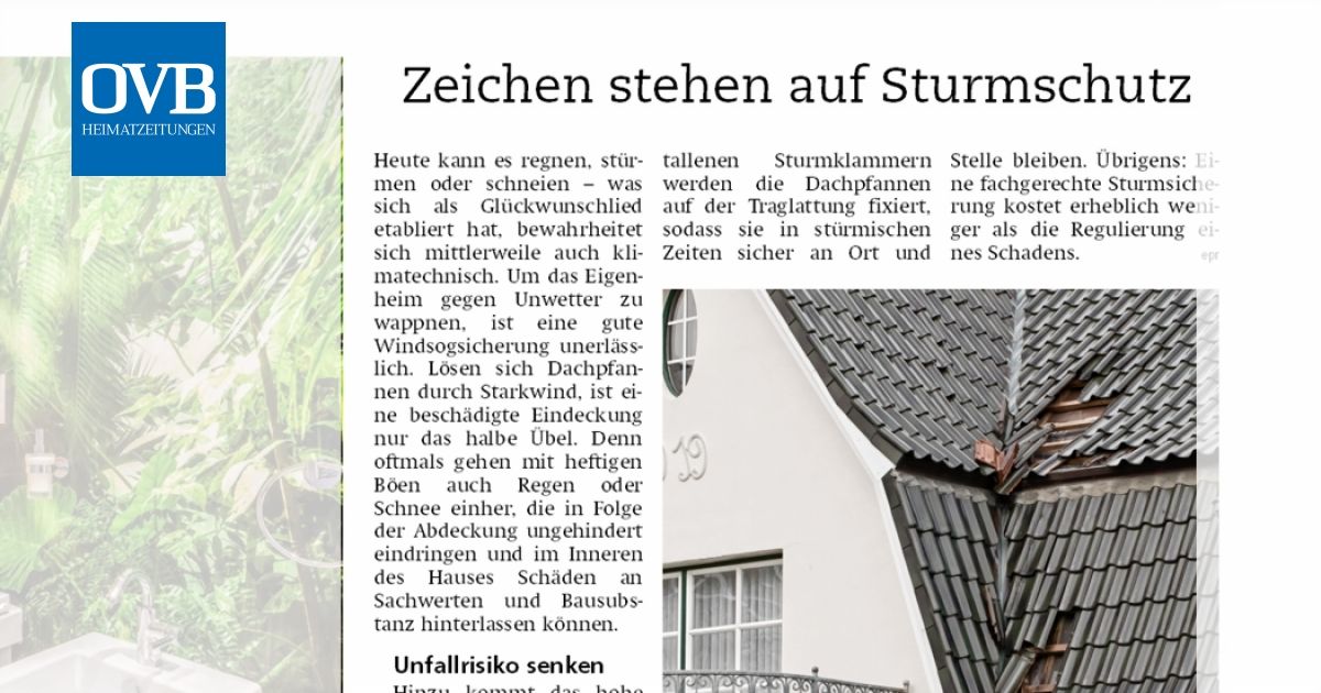 Zeichen stehen auf Sturmschutz - OVB Heimatzeitungen