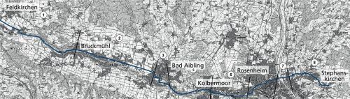 So sieht die Vorzugstrasse der SUR zum Radschnellweg aus. Sie führt von Stephanskirchen aus durch Rosenheim, Kolbermoor, Bad Aibling, Bruckmühl nach Feldkirchen.Klinger
