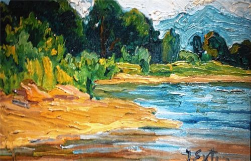 „Strand“ – eines der 14 Bilder, die für die Ausstellung restauriert und neu gerahmt wurden. Giesen