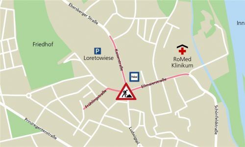 Ausbau eines Verkehrsknotenpunktes: Ebersberger Straße, Kaiserstraße sowie Ellmaierstraße und Frühlingstraße in Rosenheim gelten als sehr stark befahren. Hier sind pro Tag rund 17100 Fahrzeuge unterwegs.KLinger