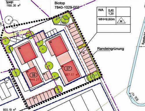 Der Markt Kraiburg orientiert sich am wachsenden Bedarf an Geschosswohnungen: Vier Mehrfamilienhäuser mit 16 Wohnungen sieht der Bebauungsplan „Kumpfmühle“ nach der ersten Änderung vor, die der Gemeinderat jetzt als Satzung beschlossen hat.Foto  Markt/Entwurf Aris