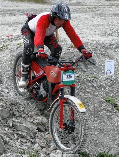 Im SPZ-Steinbruch in Fischbach/Hafnach trägt der MC Rosenheim am Samstag sein sechstes Oldtimer-Trial aus.Foto Schmid