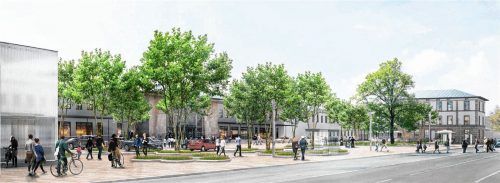 Saniert und eingebettet in ein modernes Ensemble, soll das ehemalige Oberbahnamt einmal Teil des neu gestalteten Bahnhof-Areals in Rosenheim sein.Foto Stadt Rosenheim