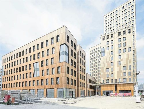 Vom ersten Stock aufwärts besteht das HoHo Wien zu 75 Prozent aus Holzteilen heimischer Wälder.Foto dpa/Baumgartner