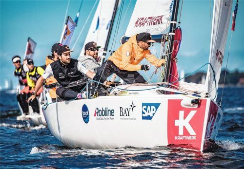 Das Team vom Chiemsee Yacht Club holte sich an der Kieler Förde einen Stockerlplatz beim Bundesliga-Spieltag.Foto Wehrmann