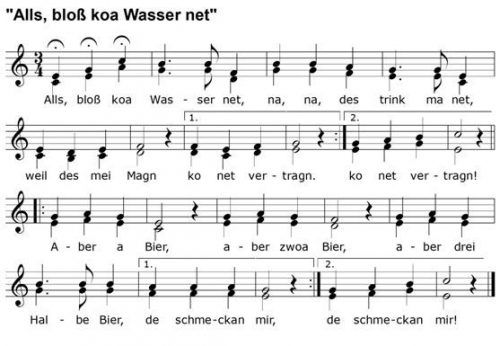 Ein in vielen Varianten bekanntes geselliges Wirtshauslied. Volksmusikarchiv