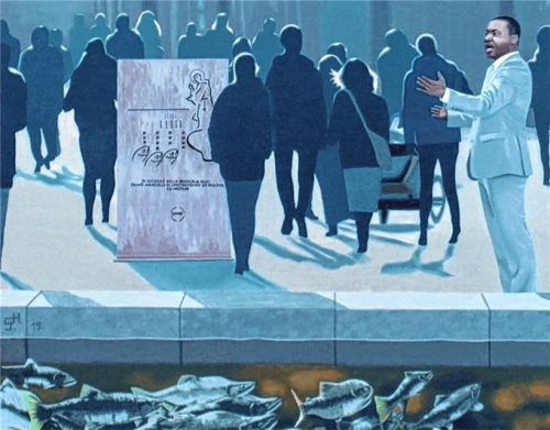 Hans Sagmeister: „Des Antonius von Paduas Fischpredigt“ (Öl). Fotos Waltenbauer