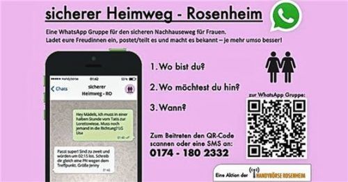 Idee eines Rosenheimers: die WhatsApp-Gruppe „Sicherer Heimweg Rosenheim“.Foto re