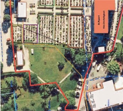 Luftaufnahme des derzeitigen Friedhofs in Altenbeuern.