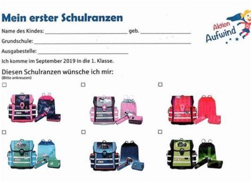 Schulranzen-Wunschzettel der „Aktion Aufwind“.