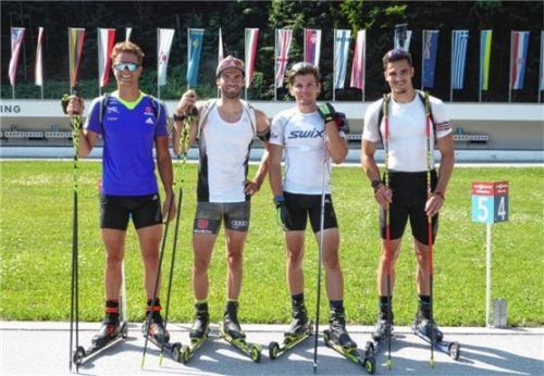 Sie hoffen auf starke Leistungen bei den deutschen Meisterschaften: die heimischen Athleten (von links) Dominic Schmuck, Matthias Dorfer, Niklas Homberg und Marco Groß. Foto  Hohler