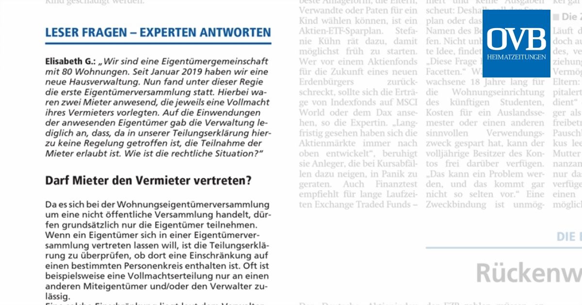 Eigentümerversammlung vollmacht an mieter