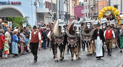 Wetterglück für Mensch und Tier: Beim großen Festzug durch die Innenstadt bleibt es trocken. Erst kurz nach der Ankunft auf dem Herbstfestgelände fängt es an zu regnen.Fotos Schlecker, Reisner