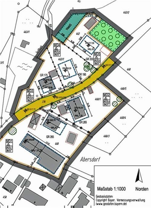 Der Bebauungsplan für das Baugebiet Abersdorf Nord-Ost. Kirchner