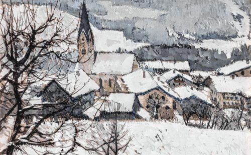 „Winter in Törwang“, Tempera, um 1943. Für dieses Bild erhielt Müller-Schnuttenbach den Leibl-Sperl-Preis des Kunstvereins Rosenheim. Weiand