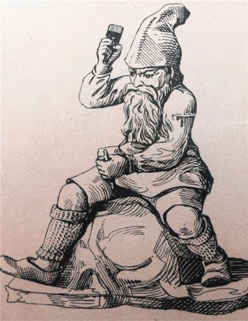 Einer von fünf Zwergen ist auf dieser Skizze im alten Katalog des Tonwerks abgebildet.