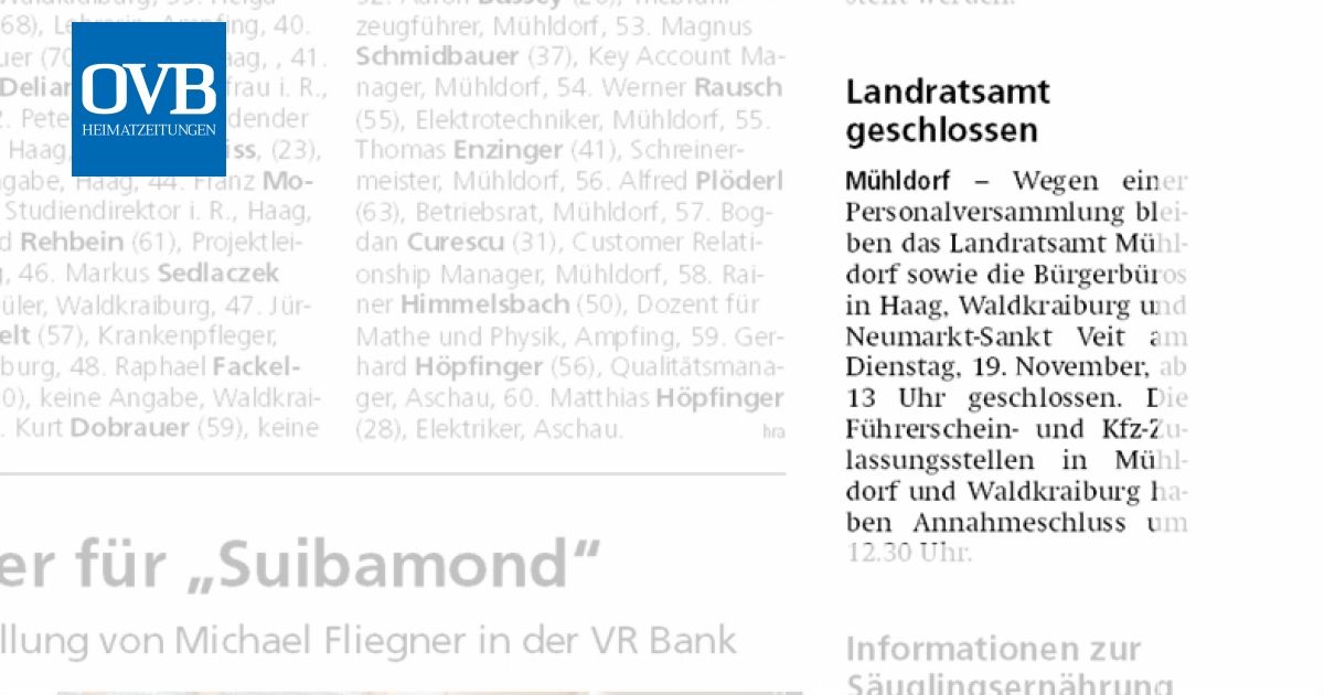 Landratsamt Geschlossen Ovb Heimatzeitungen