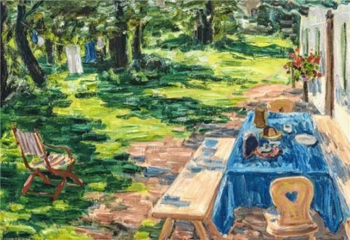 Das Titelbild der Ausstellung stammt von Arnold Balwé, Sommer am Haus, um 1940, Öl/Leinwand. Foto RED