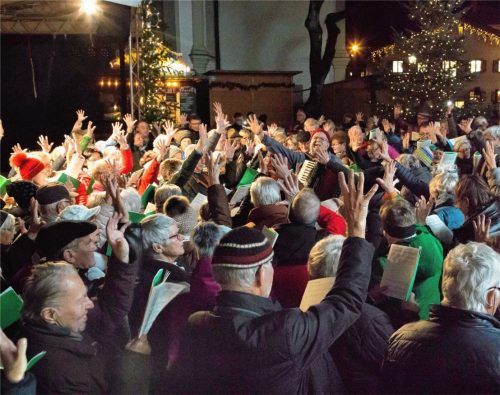Ernst Schusser und Claudia Harlacher  sorgten in bewährter Form für die musikalische Begleitung der rund 100 Sangeswilligen, die mit Inbrunst und Freude miteinander sangen. Fotos Berger