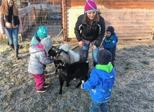Leidenschaftliche Bäuerin und Erzieherin ist Annerose Ettenhuber (Mitte). In ihrem Bauernhofkindergarten in Norderwiechs hat sie mit ihrer Familie ein Naturparadies für Kinder geschaffen. Fotos  Gerlach