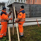 Gerüstet für die Wahlwerbung – heuer ohne Plastik